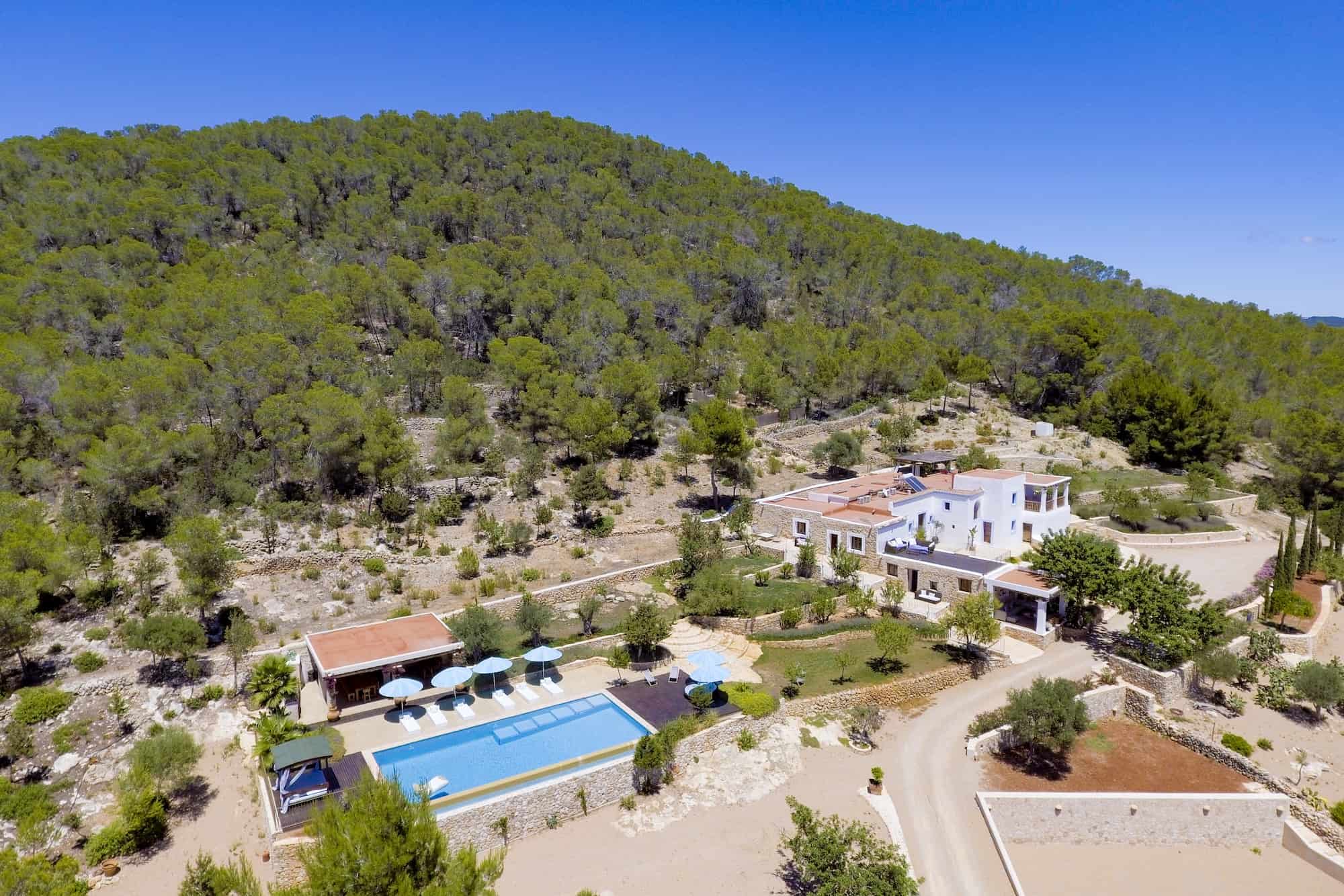 estate aerial view of can frare ibiza estate