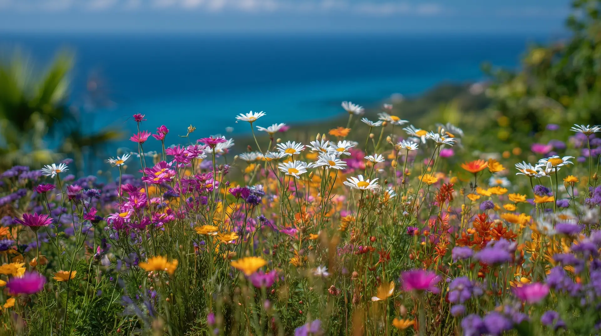 Colourful wildflowers in full bloom