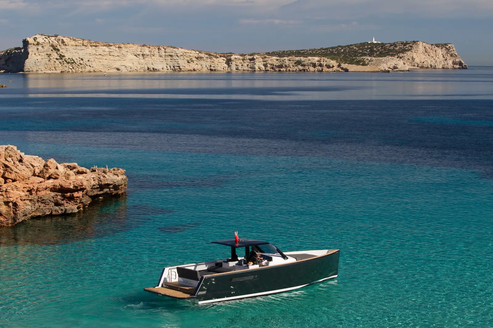 Aurora of Ibiza, beautiful boat on west coast of Ibiza
